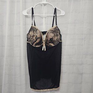 Icollection Tank Y2K babydoll Fairy Whimsigoth Lace Black Beige 3X